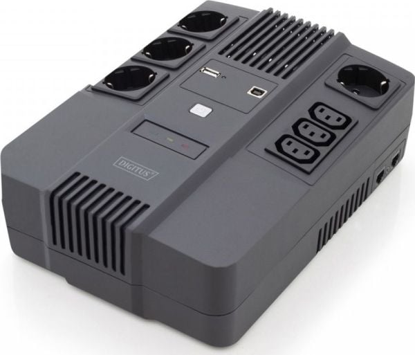 DIGITUS All-in-One UPS - UPS - AC 220-240 V - 480 watt - 800 VA - 9 Ah - USB - utgangskontakter: 7