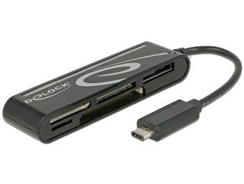 Delock USB 2.0 kortinlukija USB Type-C uros 5 korttipaikkaa - Kortinlukija - all-in-1 (Multi-Format) - USB-C
