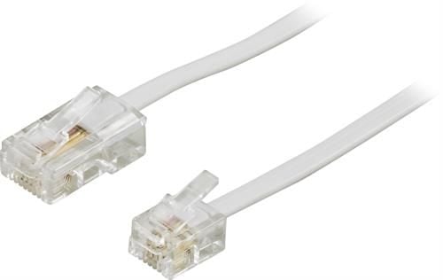 DELTACO modularkabel, 8P4C till 6P4C(RJ11), 3 m, vit