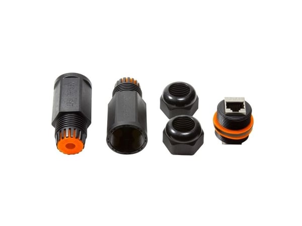 LogiLink NP0081, 2x RJ45, Sort, Nylon, Cat6/6e/6a, IP67, 10 mO