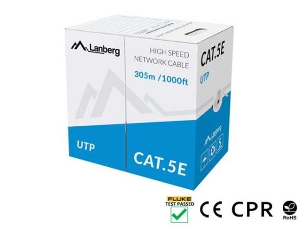 Lanberg - Bulk kabel - 305 m - UTP - CAT 5e - solid - pantone kjølig grå 5C
