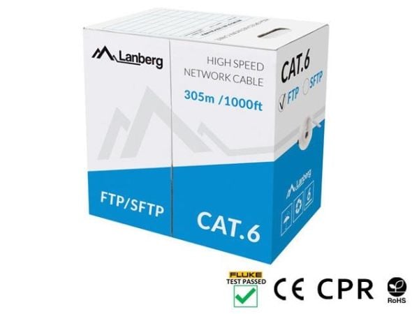 Lanberg - Bulkkabel - FTP - CAT 6 - fast - cool grå 5C