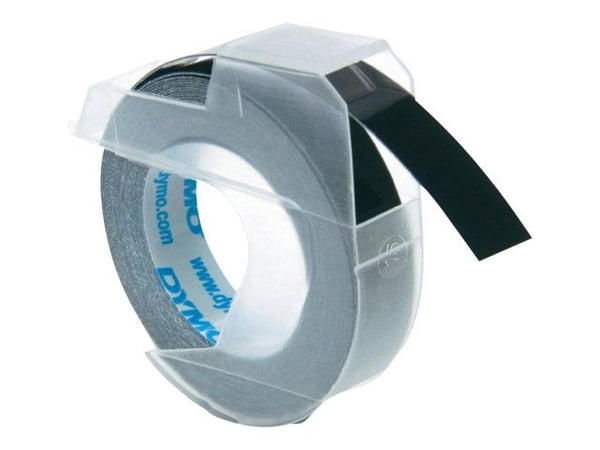 DYMO 3D prægetape 9mm x 3m sort selvklæbende - (3 stk.)