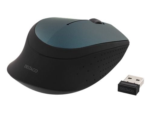 DELTACO MS-461 - Mus - optisk - 2 knapper - trådløs - USB trådløs mottaker - svart/grå