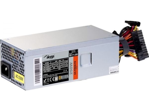 Akyga Ultimate Series AK-T1-250 - Strømforsyning (intern) - TFX12V - 80 PLUS Gold - AC 230 V - 250 watt - aktiv PFC - grå