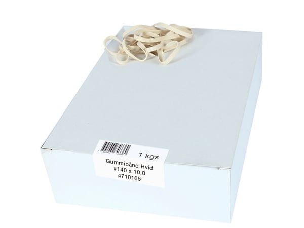 Kuminauhat, 140 x 10 mm, valkoinen, 1000 g:n pakkaus Kuminauhat, 140 x 10 mm, valkoinen, 1000 g:n pakkaus