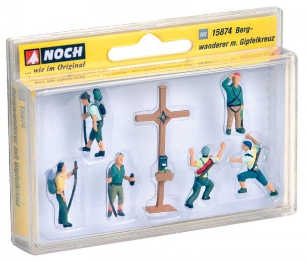 NOCH Mountain Hikers with Cross, HO (1:87), Flerfarget