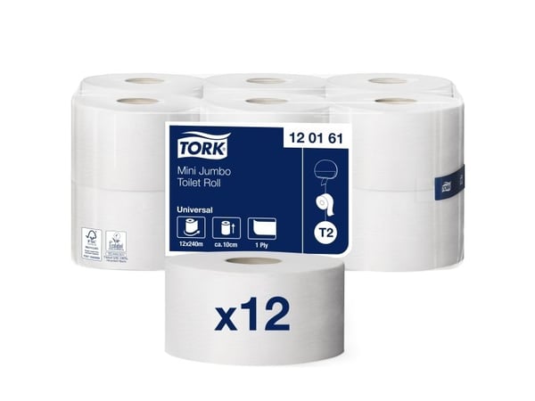 Tork Universal Mini Jumbo T2 - Toalettpapir - 1714 ark - rull - 240 m - natur - for P/N: 247040, 346090, 455000, 472037, 555000, 555500, 555500 LEN...