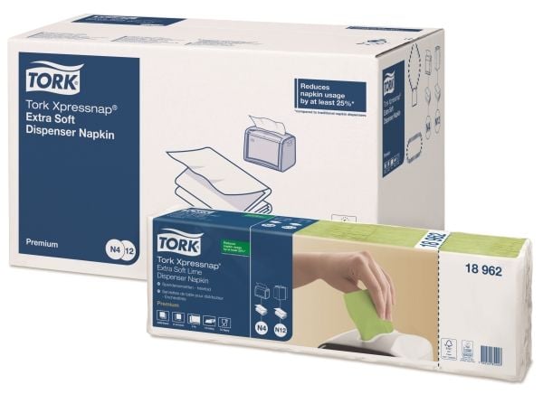 Servett Tork N4 165x213 mm 2-lagig Interfold Kiwi,8 st x 5 x 200 st/krt