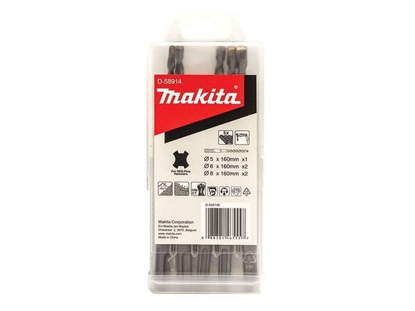 Makita - Borsett - for murverk - 5 deler - 5 mm, 6 mm, 8 mm - SDS-plus - lengde: 160 mm