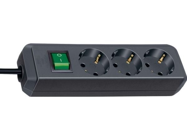 brennenstuhl Eco-Line - Flerkoplingslist - utgangskontakter: 3 - 1.5 m kabel - svart