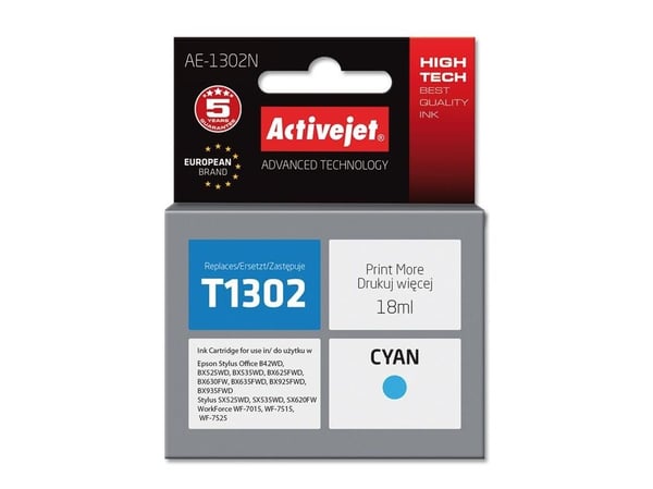 Activejet AE-1302N muste (korvaava Epson T1302; Supreme; 18 ml; sininen)