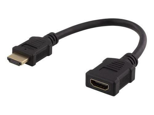 DELTACO HDMI-21F - HDMI-utvidelsesadapter - HDMI hunn til HDMI hann - 20 cm - svart