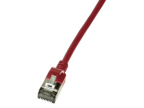 LogiLink SlimLine - Koblingskabel - RJ-45 (hann) til RJ-45 (hann) - 1 m - STP - CAT 6a - halogenfri, formstøpt, uten hindringer, flertrådet - rød, ...