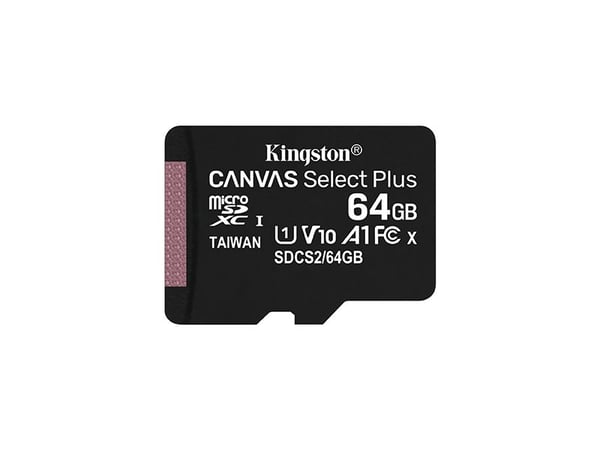 Kingston Canvas Select Plus - Flashminnekort - 64 GB - A1 / Video Class V10 / UHS Class 1 / Class10 - microSDXC UHS-I