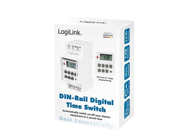 LogiLink ET0010, Päivä-/viikkoajastin, Valkoinen, Digitaalinen, LCD, Painikkeet, 16 päivää
