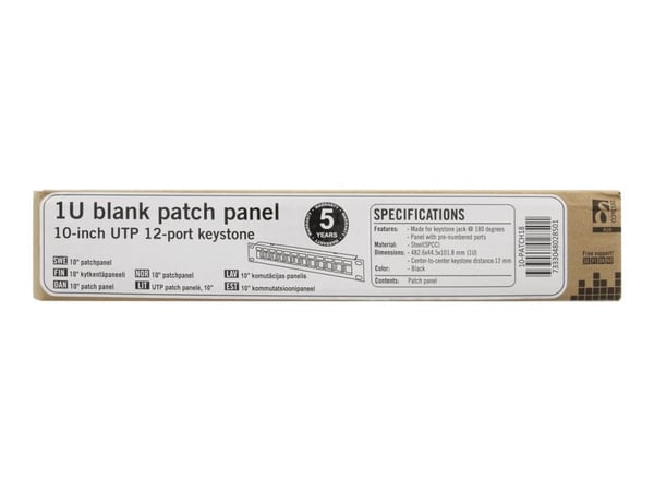 DELTACOIMP 10-PATCH18 - Koblingspanel - rackmonterbar - svart - 1U - 10" - 12 porter