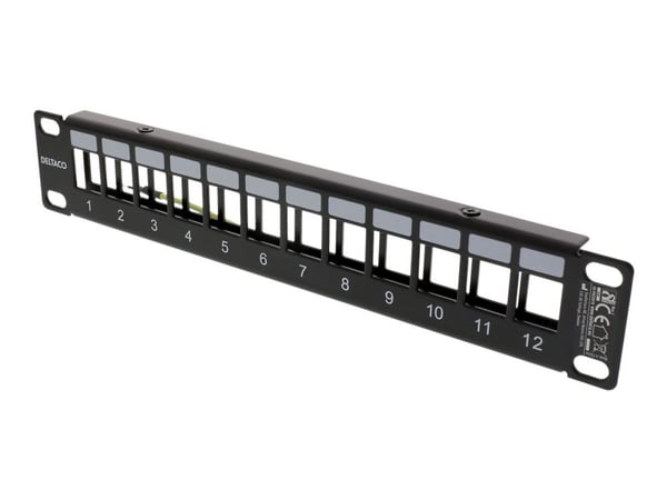 DELTACOIMP 10-PATCH18 - Koblingspanel - rackmonterbar - svart - 1U - 10" - 12 porter
