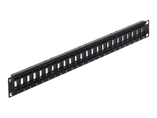 Delock Keystone Patch Panel - Patch-panel - svart - 1U - 19" - 24 portar