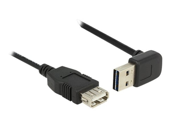 Delock Easy - USB-forlengelseskabel - USB (hann) opp/ned-vinklet, vendbar til USB (hunn) - USB 2.0 - 50 cm - svart