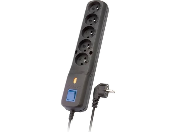 LESTAR LV-530W 5W - Överspänningsskydd - AC 230 V - 2300 Watt - utgångskontakter: 5 - 2.5 m sladd - svart