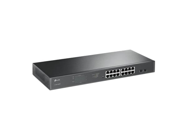 TP-Link JetStream TL-SG1218MPE - Kytkin - älykäs - 16 x 10/100/1000 (PoE+) + 2 x Gigabit SFP - monterbar på stativ - PoE+ (192 W) - AC 100 - 240 V
