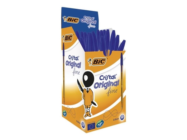 BIC Cristal Fine - Kulepenn - blå - 0.8 mm - medium (en pakke 50)
