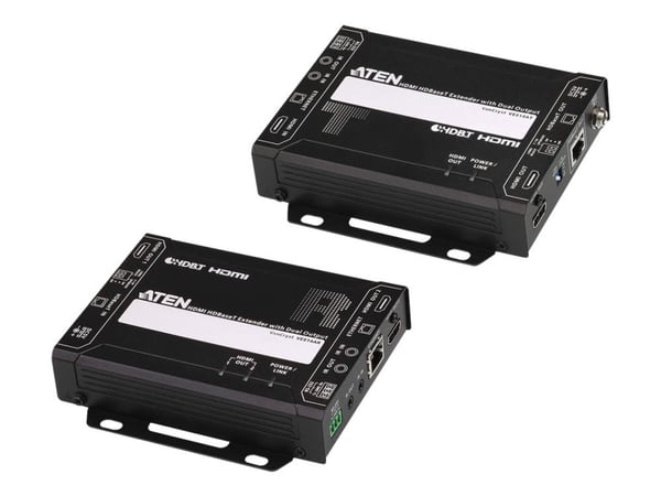 ATEN VE814A HDMI HDBaseT Extender with Dual Output - Sender og mottaker - video/lyd/infrarød/seriell-utvider - HDBaseT - 2 porter - opp til 150 m