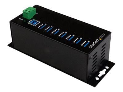 Startech 7 Port USB Hub with Power Adapter, Surge Protection, Metal Industrial USB 3.0 Data Transfer Hub, Din Rail, Wall or Desk Mountable, High Sp...