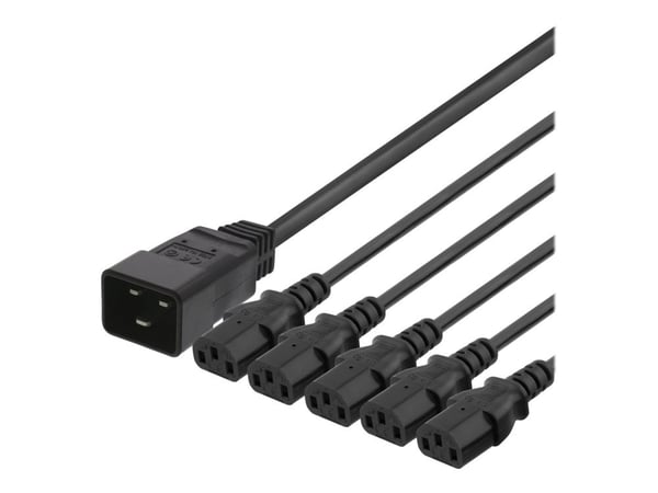 DELTACO - Tehonjakaja - IEC 60320 C20 - IEC 60320 C13 - 250 V - 16 A - 1 m - musta