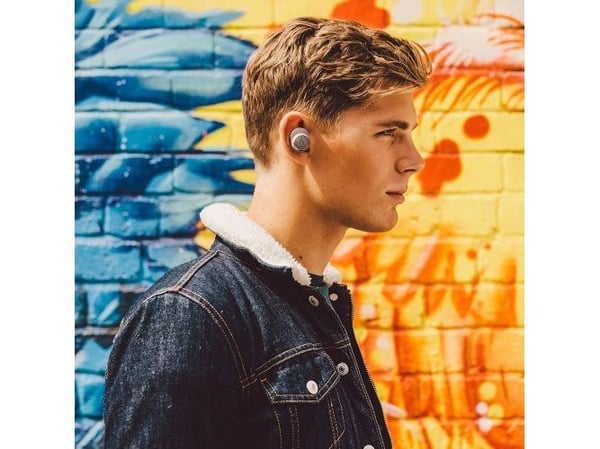 Audio-Technica ATH CKR7TW - True wireless-hodetelefoner med mikrofon - i øret - Bluetooth - grå