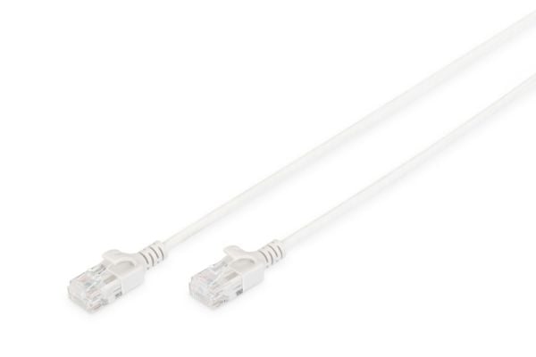 DIGITUS Slim - Liitäntäkaapeli - RJ-45 (han) til RJ-45 (han) - 2 m - UTP - CAT 6 - halogenfri, formet, knastfri - grå