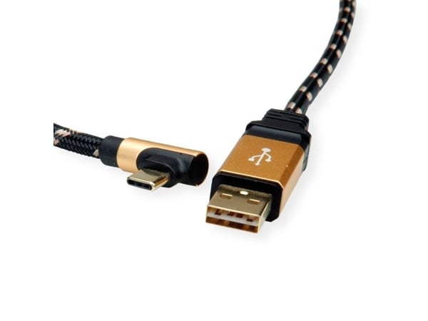 ROLINE 11.02.9062, 3 m, USB A, USB C, USB 2.0, 0,48 Gbit/sek., svart, gull