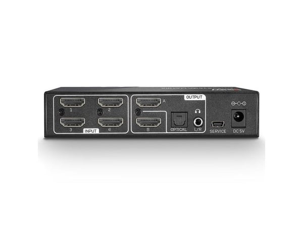 Lindy 38084, AV-matrisevelger, 3840 x 2160 piksler, 18 Gbit/s, Svart, Metall, 1000 mA