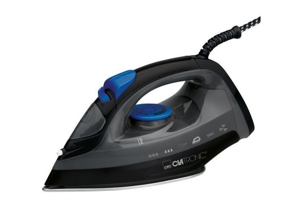 Clatronic DB 3703, Tørr & dampstrykejern, Strykesåle i rustfritt stål, Svart, Grå, 0,15 l, 1800 W, 220 - 240 V