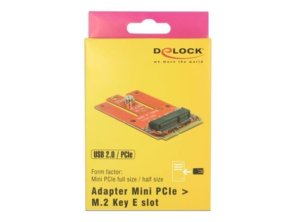 Delock Mini PCIe > M.2 Key E slot - Diskkontroller - M.2 - 1 Kanal - M.2 Card - PCIe Mini Card