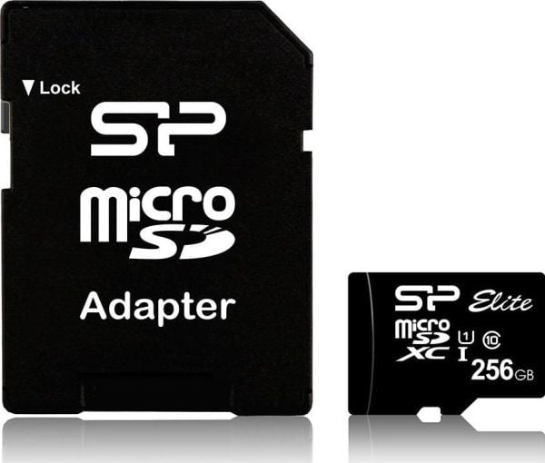 SILICON POWER Elite - Flashminnekort (microSDXC til SD-adapter inkludert) - 256 GB - UHS Class 1 / Class10 - microSDXC UHS-I