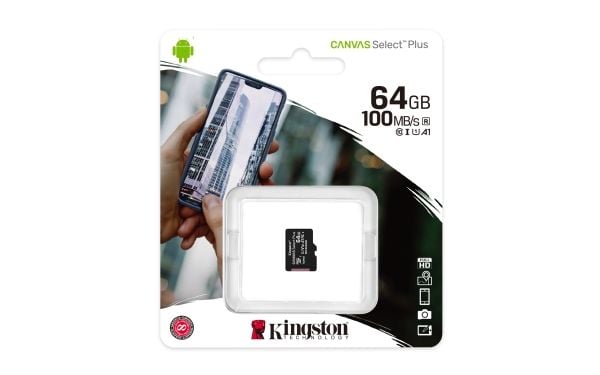 Kingston Canvas Select Plus - Flashminnekort - 64 GB - A1 / Video Class V10 / UHS Class 1 / Class10 - microSDXC UHS-I