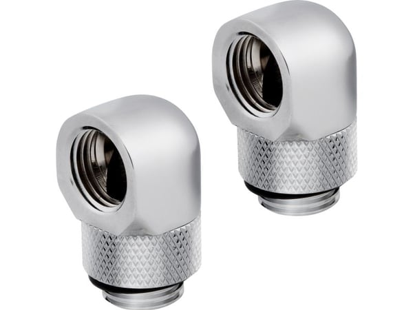 CORSAIR Hydro X Series 90° Rotary Adapter - Inpassning till vätskekylsystem - krom (paket om 2)