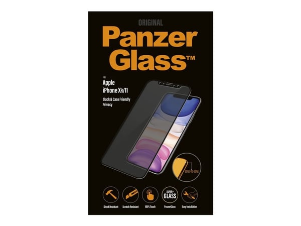 PanzerGlass™ | Personvern og etuivennlig - Skjermbeskytter for mobiltelefon - Kant-til-kant-passform - Rammefarge svart | Apple iPhone 11/XR