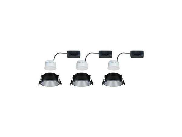 Paulmann 934.08, Innsunket spotlight, Ikke-utskiftbare pærer, 1 ampuller, 6,5 W, 460 lm, Sort, Sølv