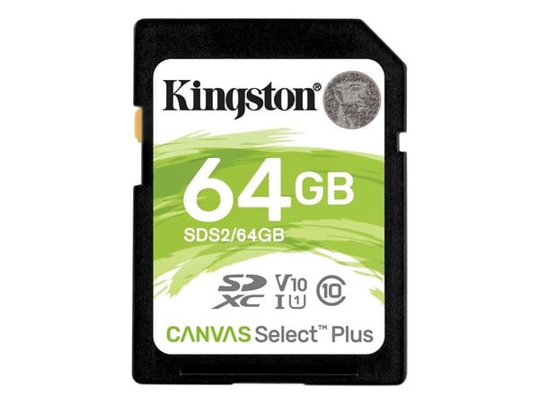 Kingston Canvas Select Plus - Flashminnekort - 64 GB - Video Class V10 / UHS-I U1 / Class10 - SDXC UHS-I