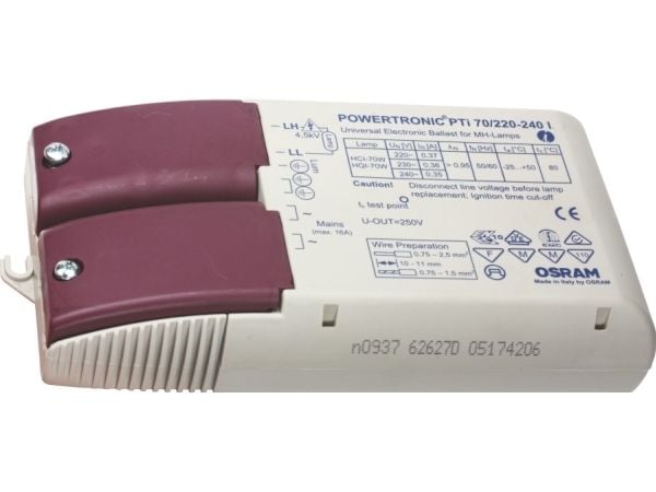 Osram PTi 70/220...240 I, 50 000 t, -25 - 50 °C, 198 - 264 V, 50/60 Hz, 45 A, 83 mm