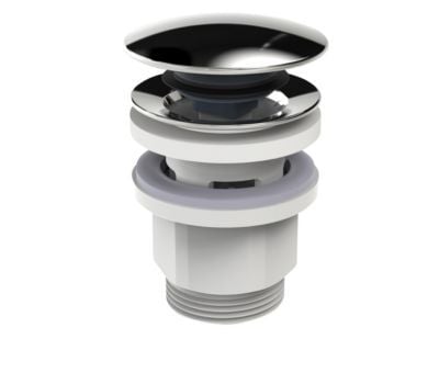 Oras komplett 1 1/4" Push Up krom/komposit bottenventil för diskho med eller utan bräddavlopp Ø66,5 mm totalhöjd 77,5–94,5 mm