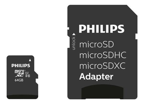 Philips - Flashminnekort (microSDXC til SD-adapter inkludert) - Class 10 - microSDXC