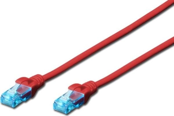 DIGITUS Ecoline - Patch-kabel - RJ-45 (hane) till RJ-45 (hane) - UTP - CAT 5e - startad - röd