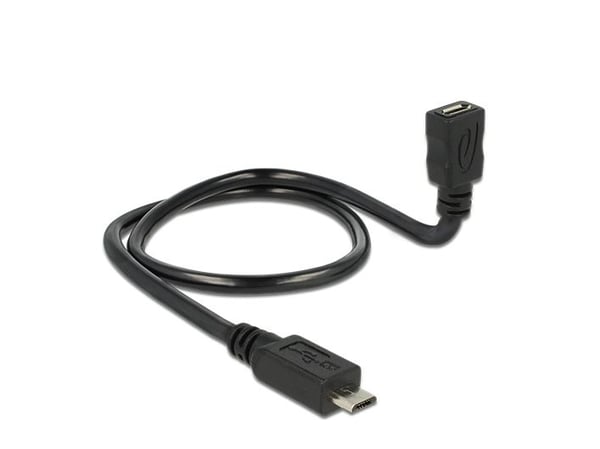 Delock OTG ShapeCable - USB forlængerkabel - Micro-USB Type B (hun) til Micro-USB Type B (han) - USB 2.0 OTG - 50 cm - lajittelu