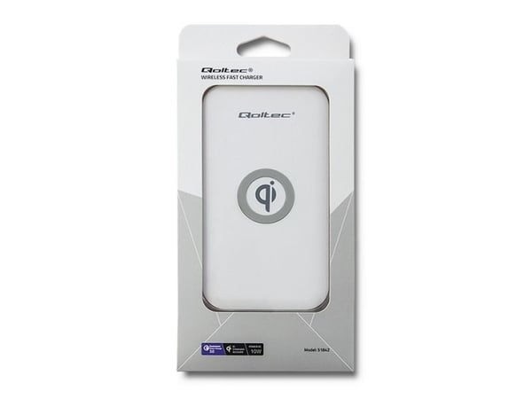 Qoltec - Trådløs ladepute - 10 watt - 1.2 A - QC 3.0 - hvit