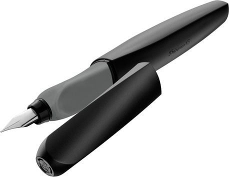 Pelikan 946806, Svart, Grå, Patronpåfyllingssystem, Svart, Rund spiss, Rustfritt stål, Medium