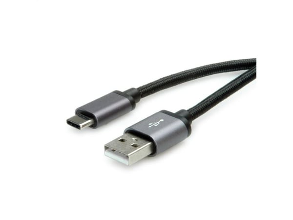 ROLINE 11.02.9028, 1,8 m, USB A, USB C, USB 2.0, 0,48 Gbit/sek., Sort